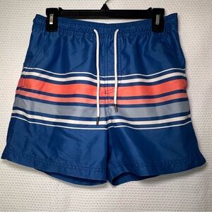 American Eagle Outfitters Mens Size XS Blue and Coral Striped Swim Trunks Shorts